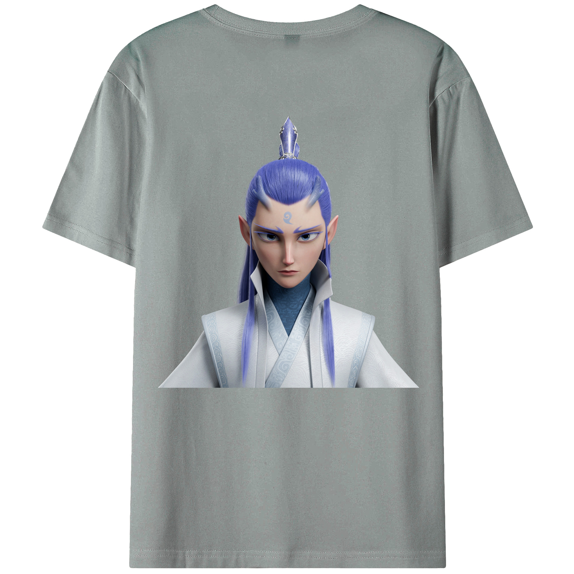（画像用） Ne Zha 2 ナタ 魔童の大暴れ 綿100％ メンズ半袖Tシャツ（バックプリント） 通気性